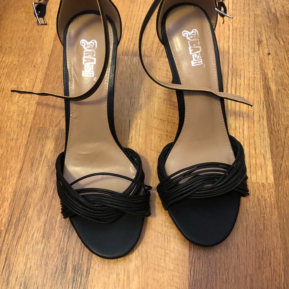 Black strappy heels size 8.5